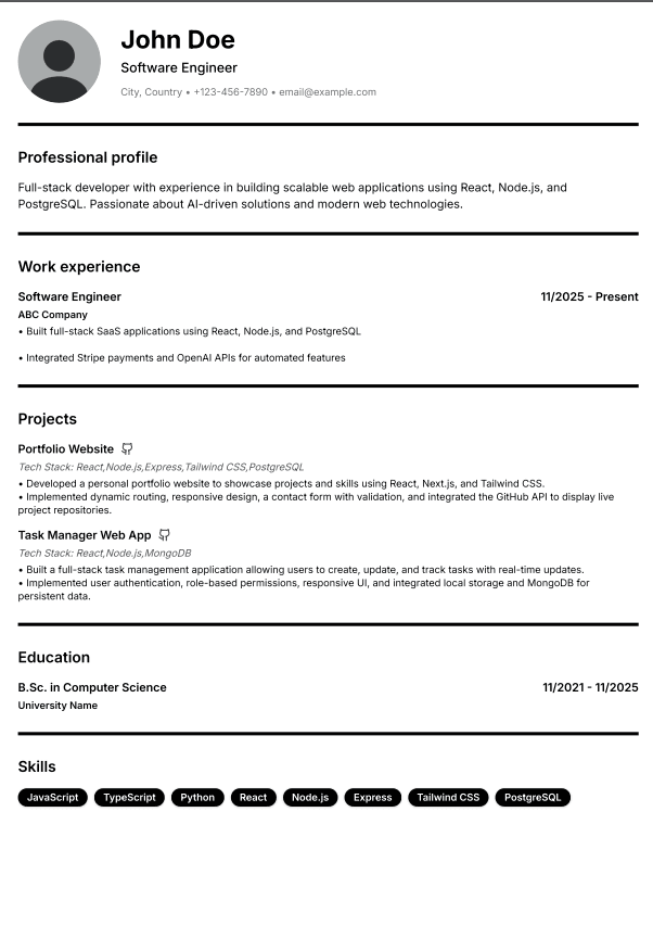 Resume preview
